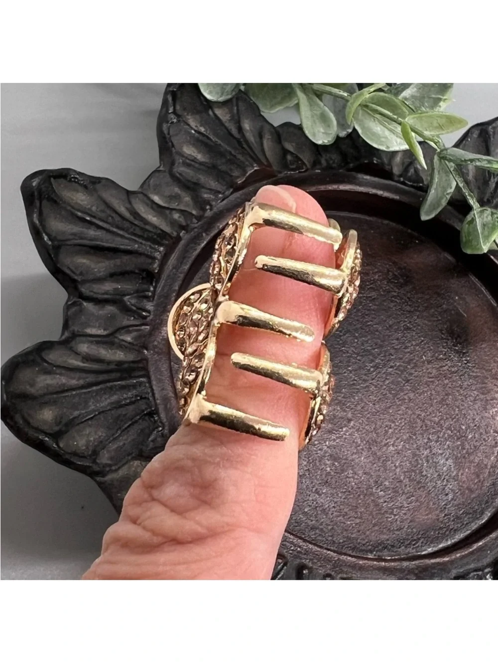 Gold Floral Rhinestone Hair Clip - Sparkling-Petal Design FINAL PRICE DROP